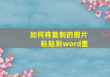 如何将复制的图片粘贴到word里