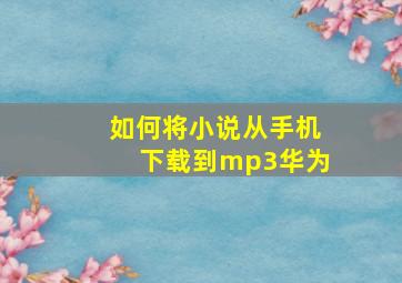 如何将小说从手机下载到mp3华为