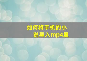 如何将手机的小说导入mp4里