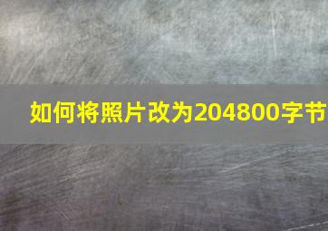 如何将照片改为204800字节