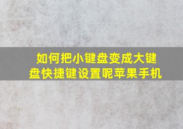 如何把小键盘变成大键盘快捷键设置呢苹果手机