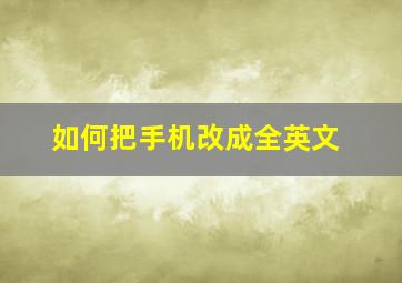 如何把手机改成全英文