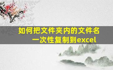 如何把文件夹内的文件名一次性复制到excel