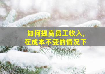 如何提高员工收入,在成本不变的情况下