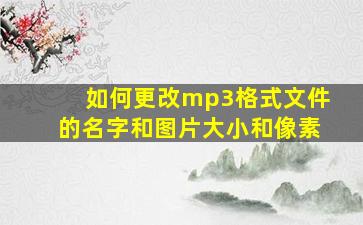 如何更改mp3格式文件的名字和图片大小和像素