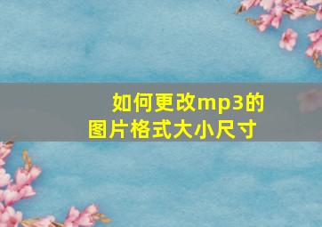 如何更改mp3的图片格式大小尺寸