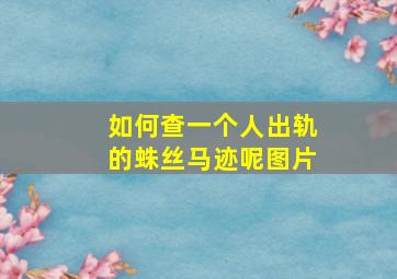 如何查一个人出轨的蛛丝马迹呢图片