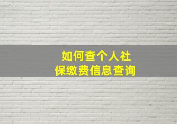 如何查个人社保缴费信息查询