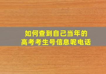 如何查到自己当年的高考考生号信息呢电话