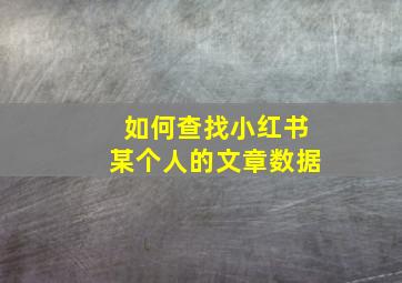 如何查找小红书某个人的文章数据