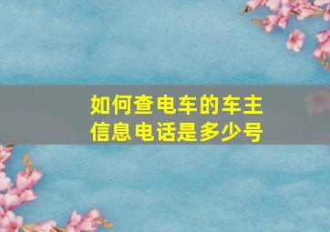 如何查电车的车主信息电话是多少号