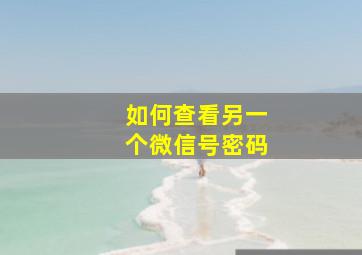 如何查看另一个微信号密码