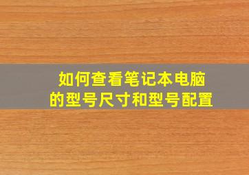 如何查看笔记本电脑的型号尺寸和型号配置