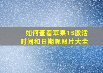 如何查看苹果13激活时间和日期呢图片大全