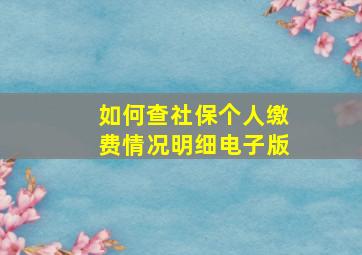 如何查社保个人缴费情况明细电子版