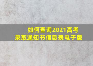 如何查询2021高考录取通知书信息表电子版