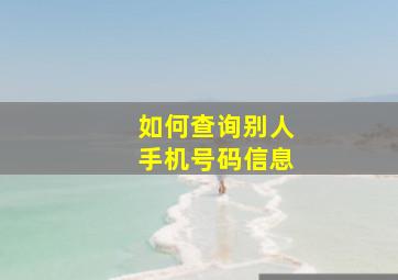 如何查询别人手机号码信息