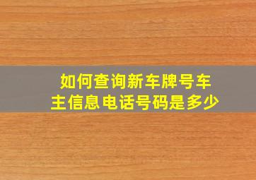 如何查询新车牌号车主信息电话号码是多少