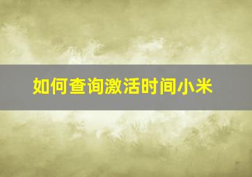 如何查询激活时间小米