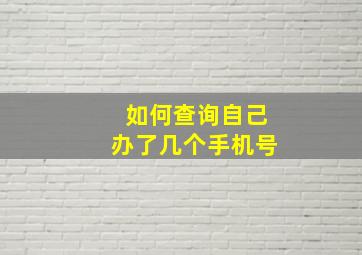 如何查询自己办了几个手机号