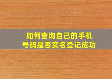 如何查询自己的手机号码是否实名登记成功