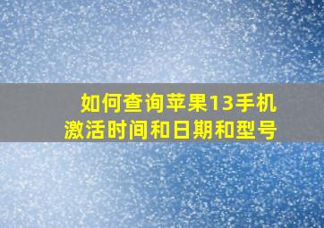 如何查询苹果13手机激活时间和日期和型号