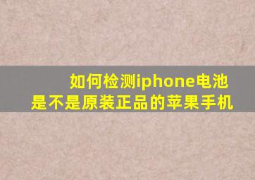 如何检测iphone电池是不是原装正品的苹果手机