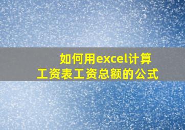 如何用excel计算工资表工资总额的公式