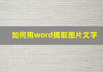 如何用word提取图片文字