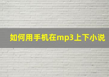 如何用手机在mp3上下小说