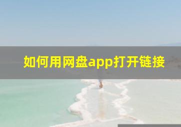 如何用网盘app打开链接