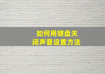 如何用键盘关闭声音设置方法