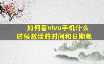 如何看vivo手机什么时候激活的时间和日期呢