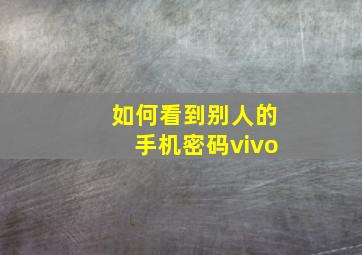 如何看到别人的手机密码vivo