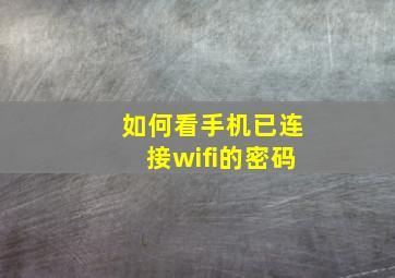 如何看手机已连接wifi的密码