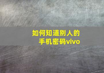 如何知道别人的手机密码vivo