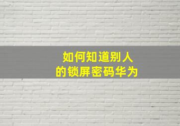 如何知道别人的锁屏密码华为