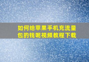 如何给苹果手机充流量包的钱呢视频教程下载