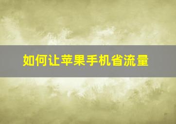 如何让苹果手机省流量