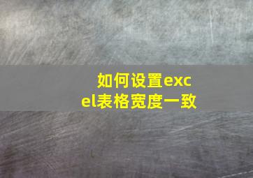 如何设置excel表格宽度一致