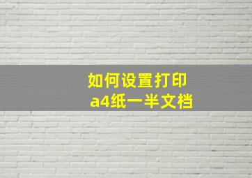 如何设置打印a4纸一半文档