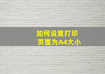 如何设置打印页面为A4大小