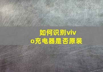 如何识别vivo充电器是否原装