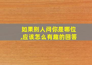 如果别人问你是哪位,应该怎么有趣的回答