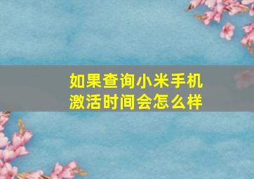 如果查询小米手机激活时间会怎么样