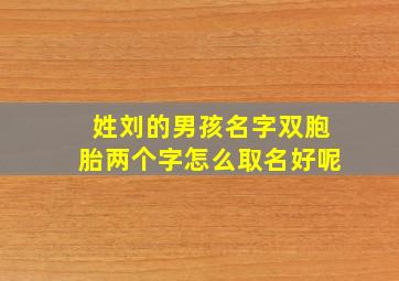 姓刘的男孩名字双胞胎两个字怎么取名好呢