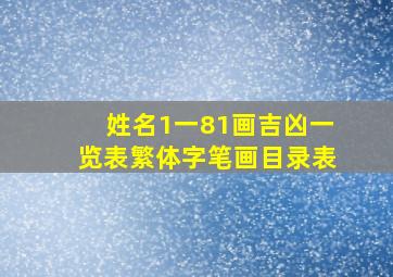 姓名1一81画吉凶一览表繁体字笔画目录表