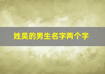 姓吴的男生名字两个字