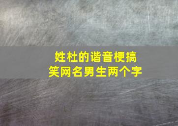 姓杜的谐音梗搞笑网名男生两个字