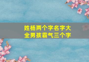 姓杨两个字名字大全男孩霸气三个字